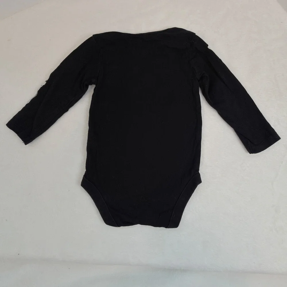 The Childrens Place Bodysuit Kids 9-12M Black Exc Skeleton Halloween Graphic